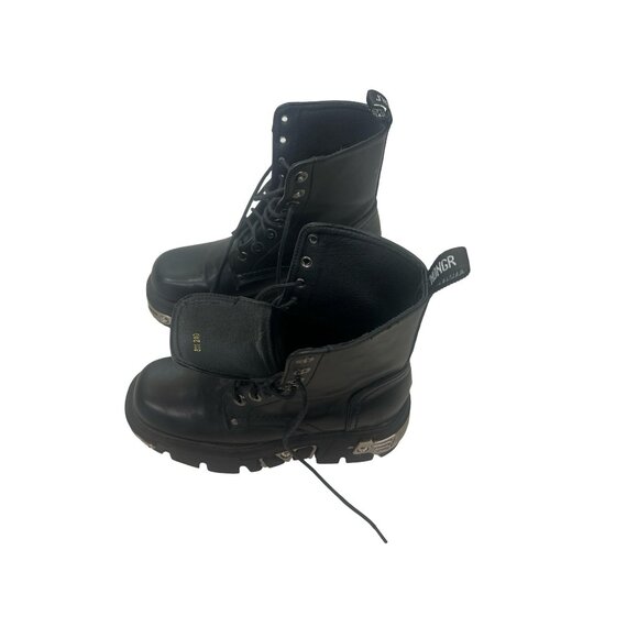 Women's (J'hongr) Leather Round Toe Ankle Boots Creeper Punk Goth Motorcycle Cas - Picture 1 of 5